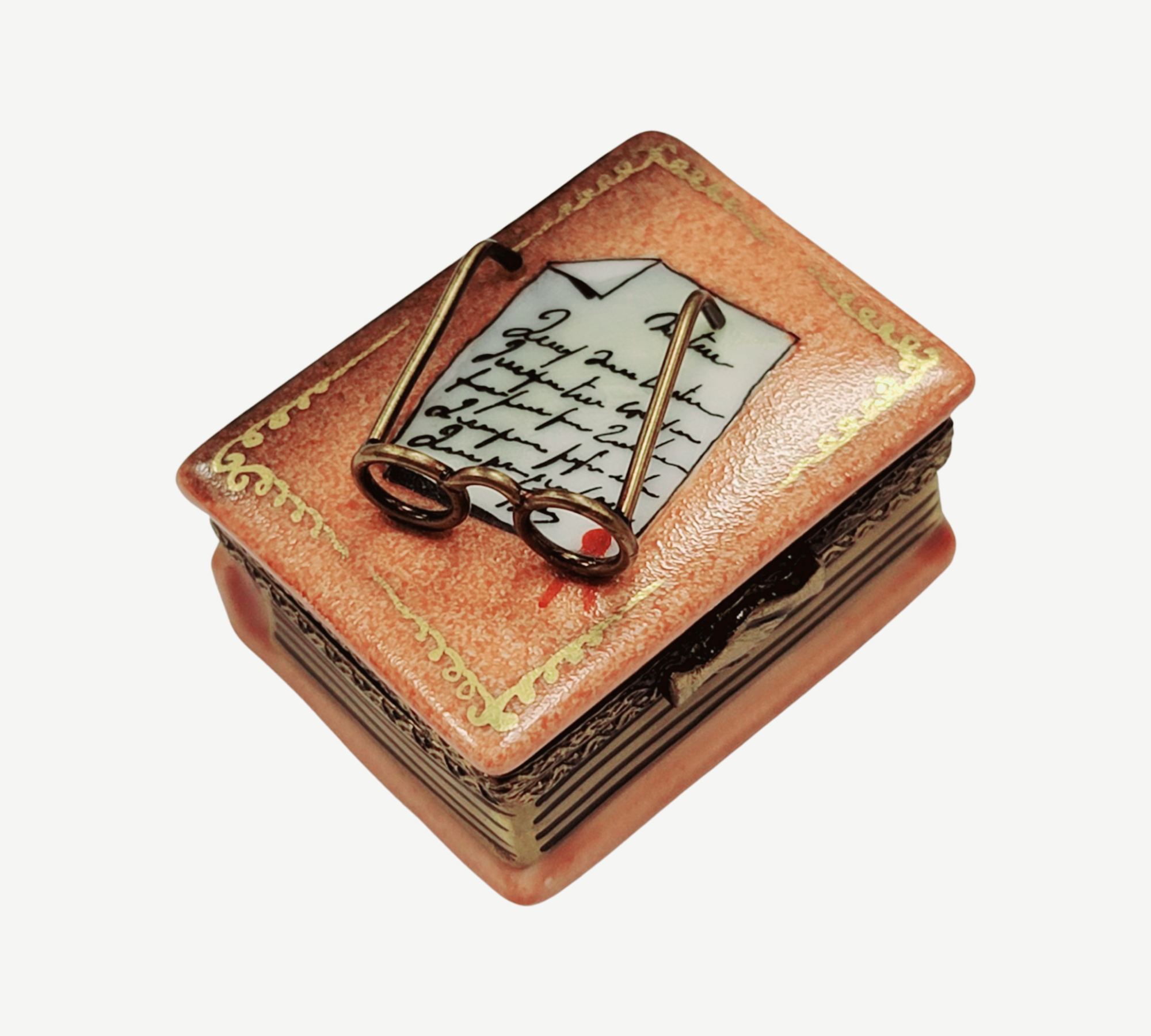 Book and Glasses Limoges Box Porcelain Limoges Book French Trinket Box