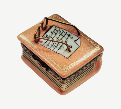 Book and Glasses Limoges Box Porcelain Limoges Book French Trinket Box