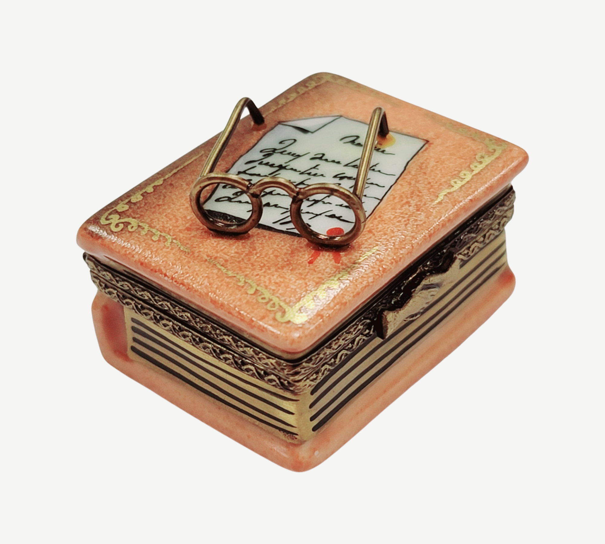 Book and Glasses Limoges Box Porcelain Limoges Book French Trinket Box