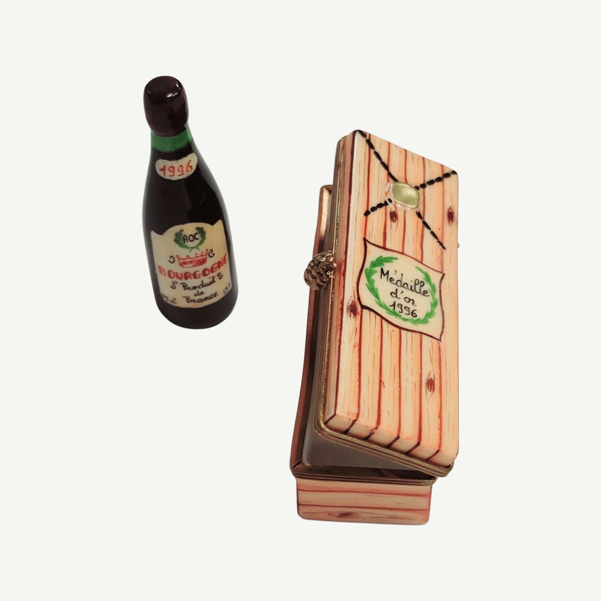 Bourgogne Wine Bottle Limoges Box Porcelain Limoges wine French Trinket Box