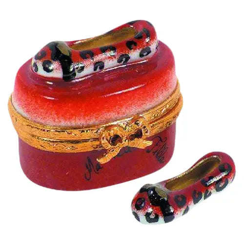 Bow Shoes: Leopard Porcelain Limoges shoes French Trinket Box