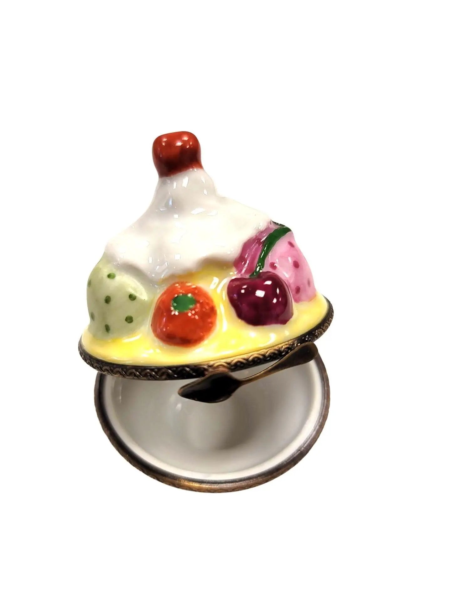 Bowl of Ice Cream Delight Porcelain Limoges Dessert Beach French Trinket Box
