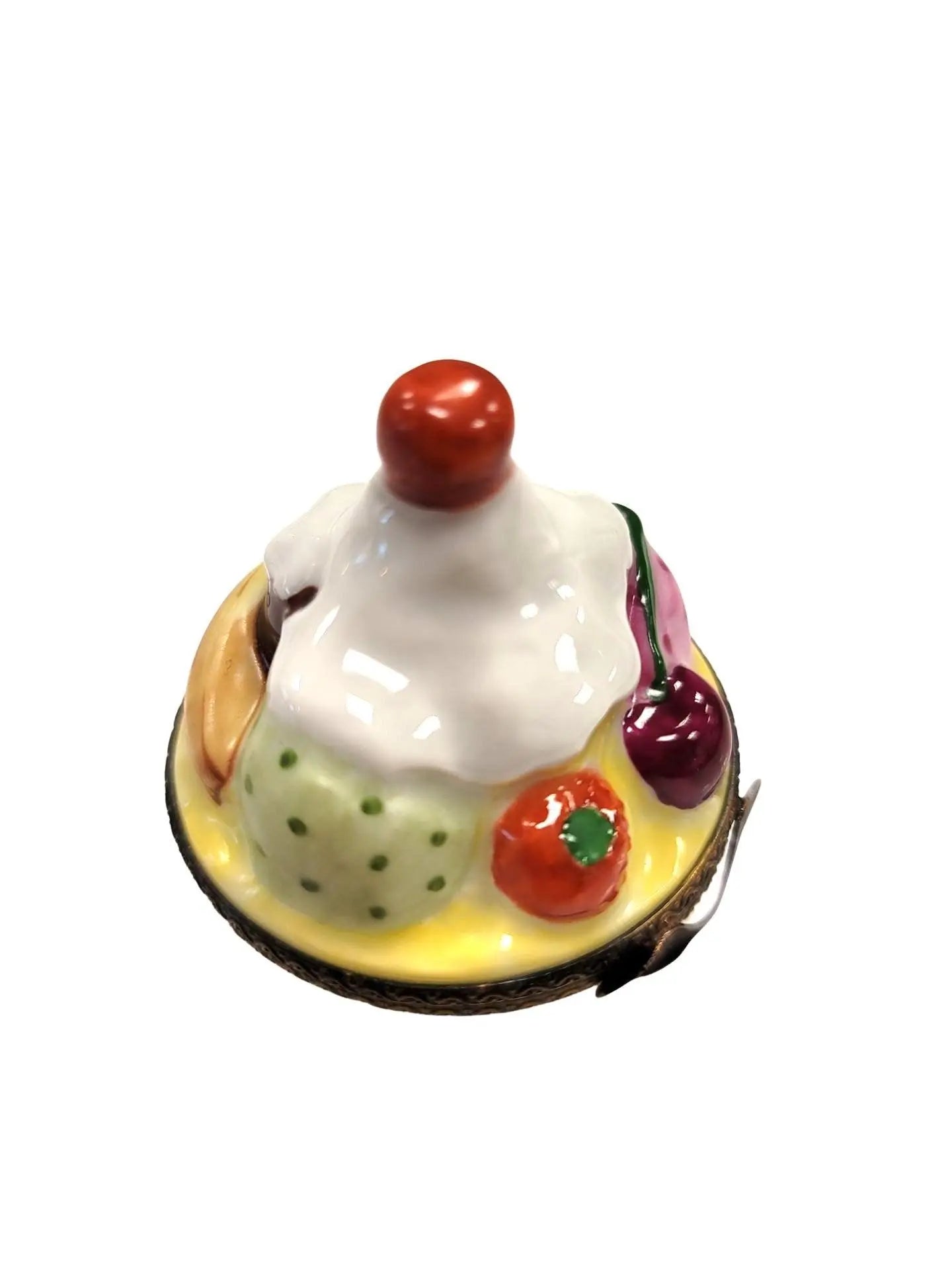 Bowl of Ice Cream Delight Porcelain Limoges Dessert Beach French Trinket Box
