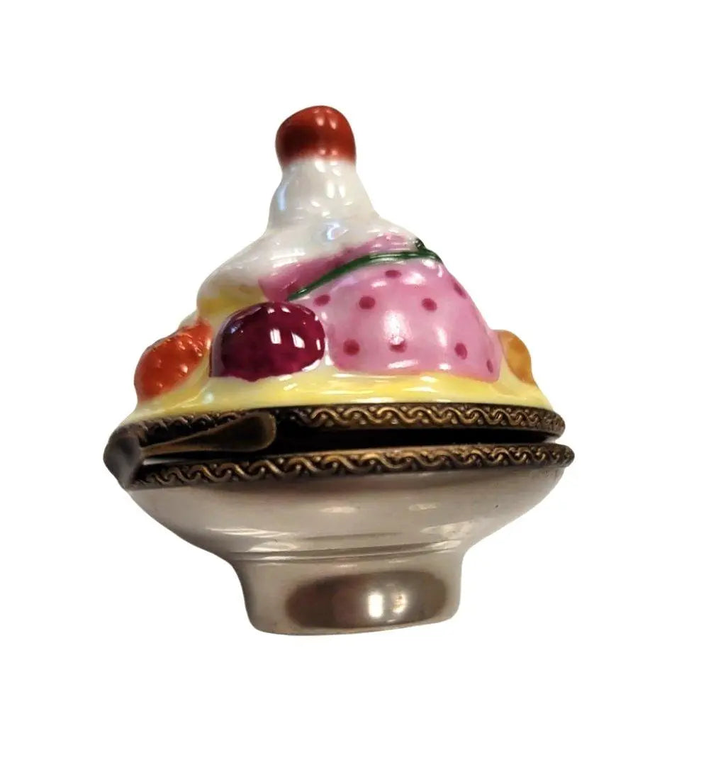Bowl of Ice Cream Delight Porcelain Limoges Dessert Beach French Trinket Box