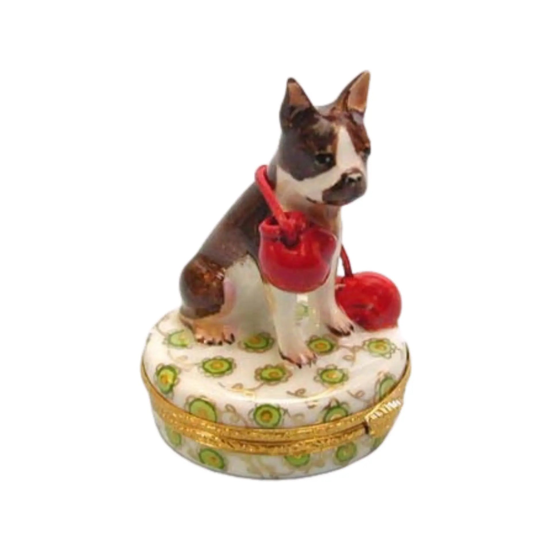 Boxer Dog w Gloves Porcelain Limoges dog limoges boxes French Trinket Box