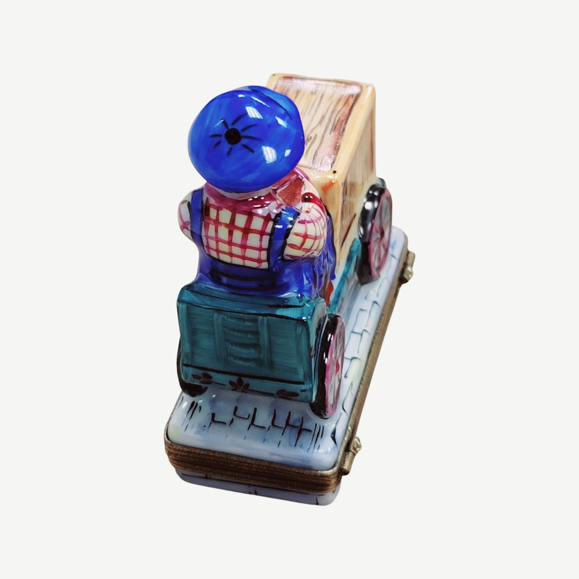 Boy on Box Cart Bike Limoges Porcelain Limoges baby vehicle French Trinket Box