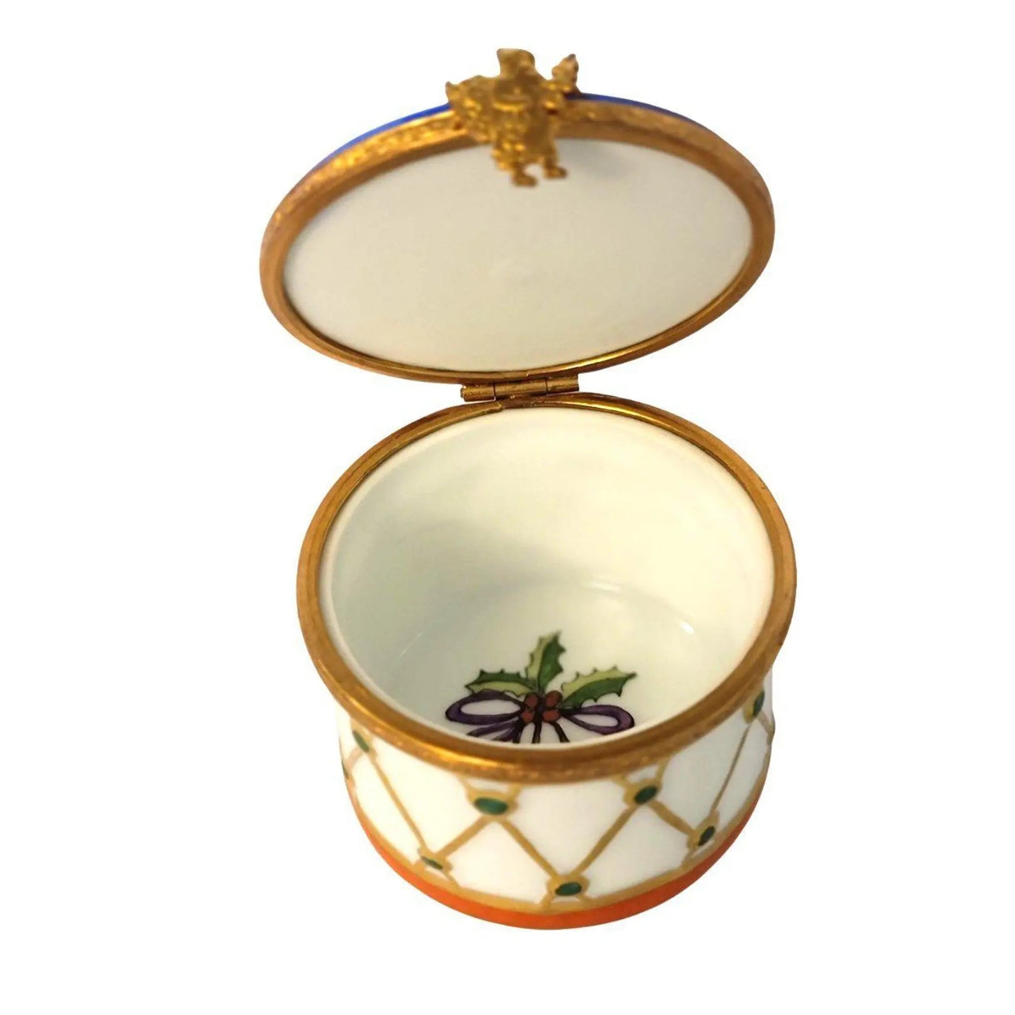 Boy with Horn Winter Delight Porcelain Limoges xmas theme French Trinket Box