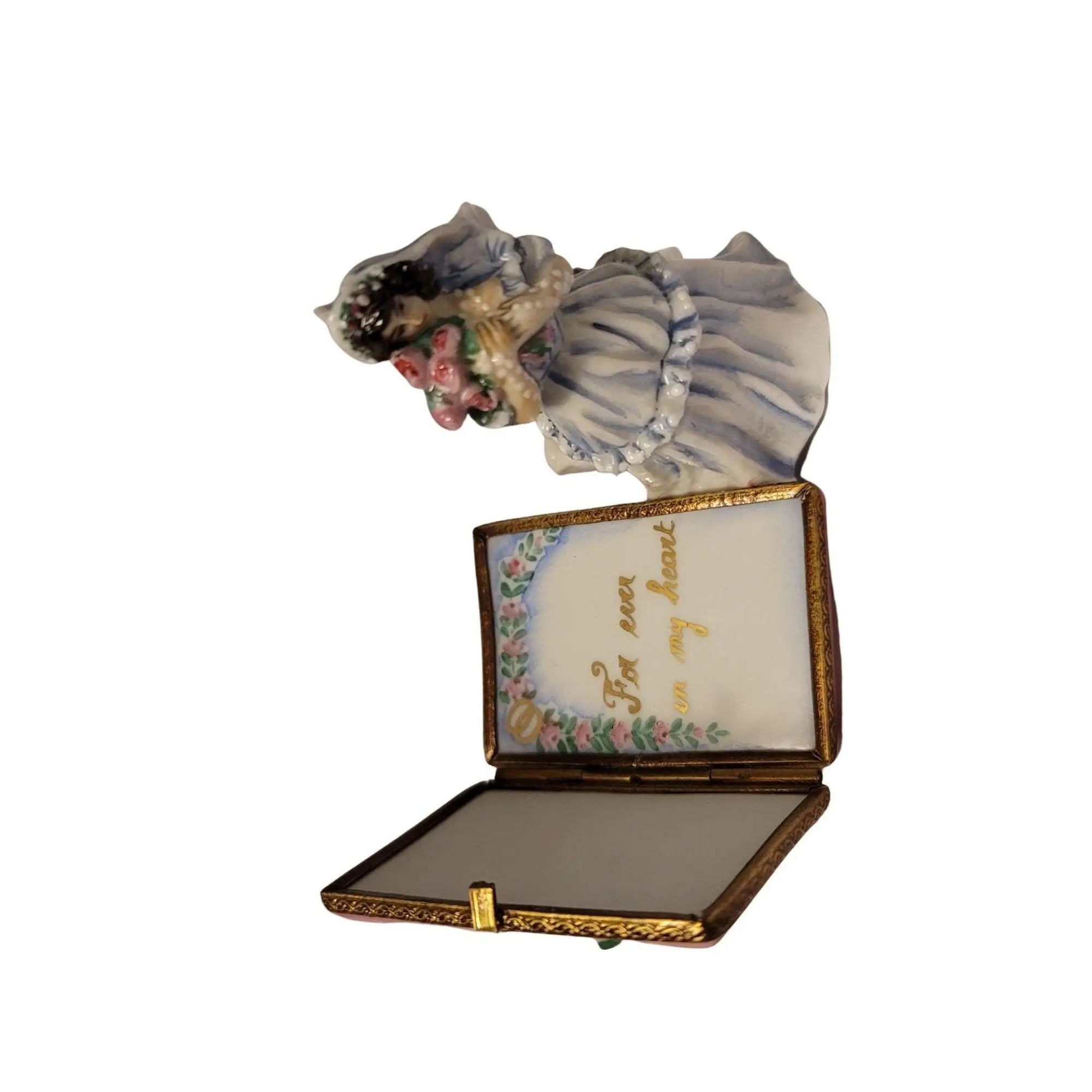 Bride with Book Wedding Treasure Porcelain Limoges Wedding French Trinket Box