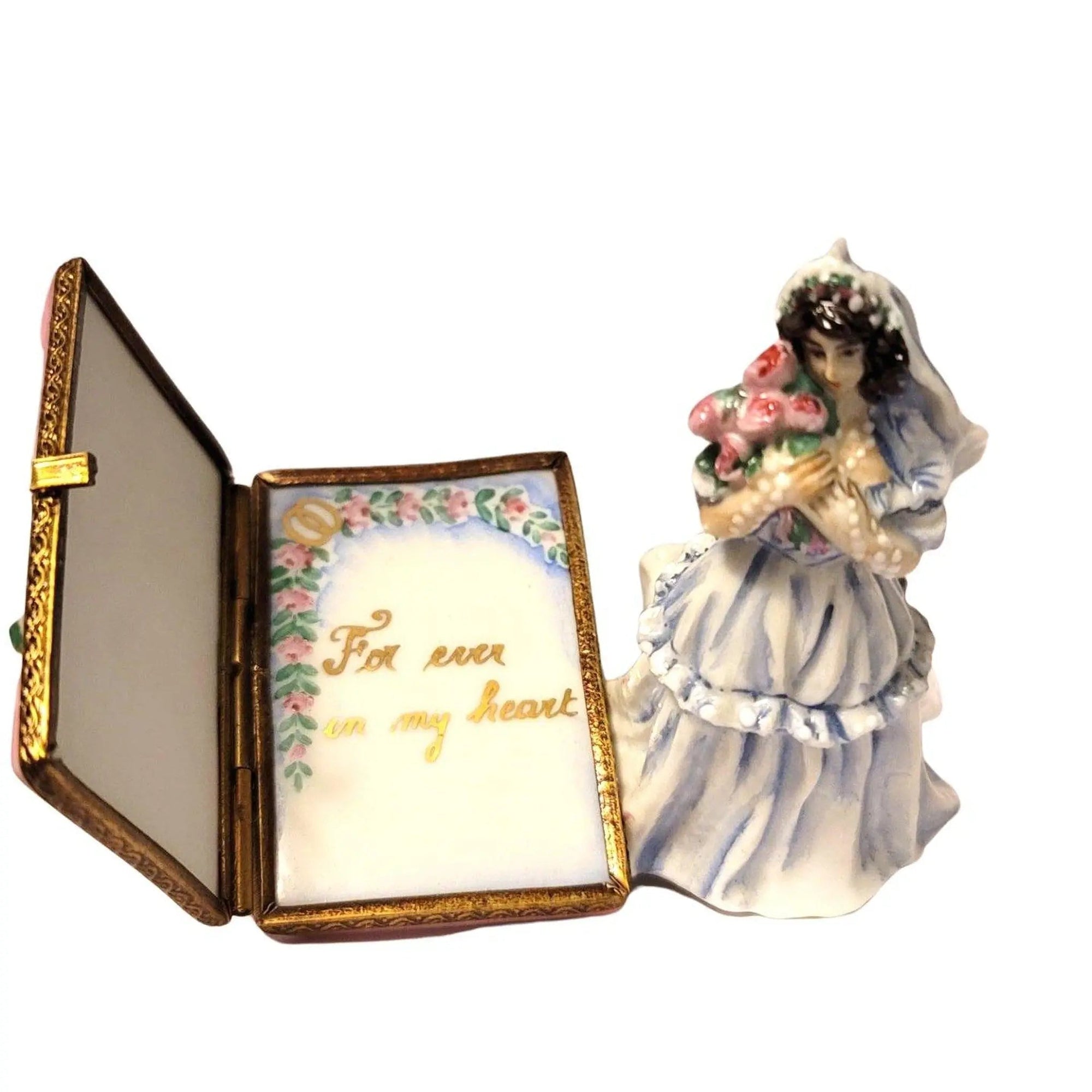 Bride with Book Wedding Treasure Porcelain Limoges Wedding French Trinket Box
