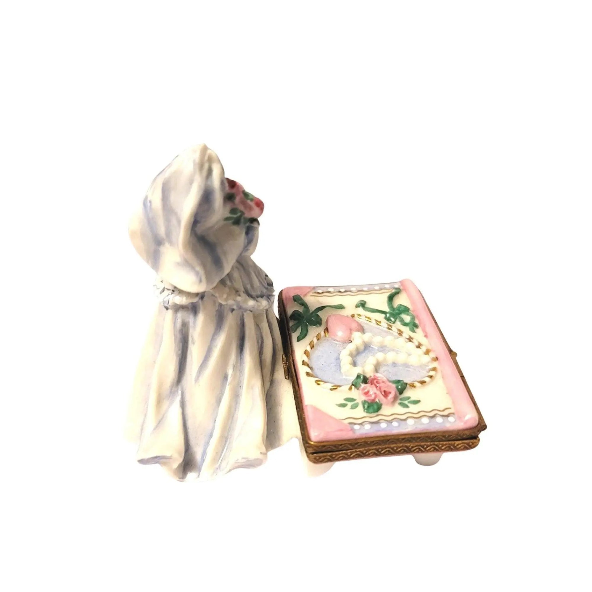 Bride with Book Wedding Treasure Porcelain Limoges Wedding French Trinket Box