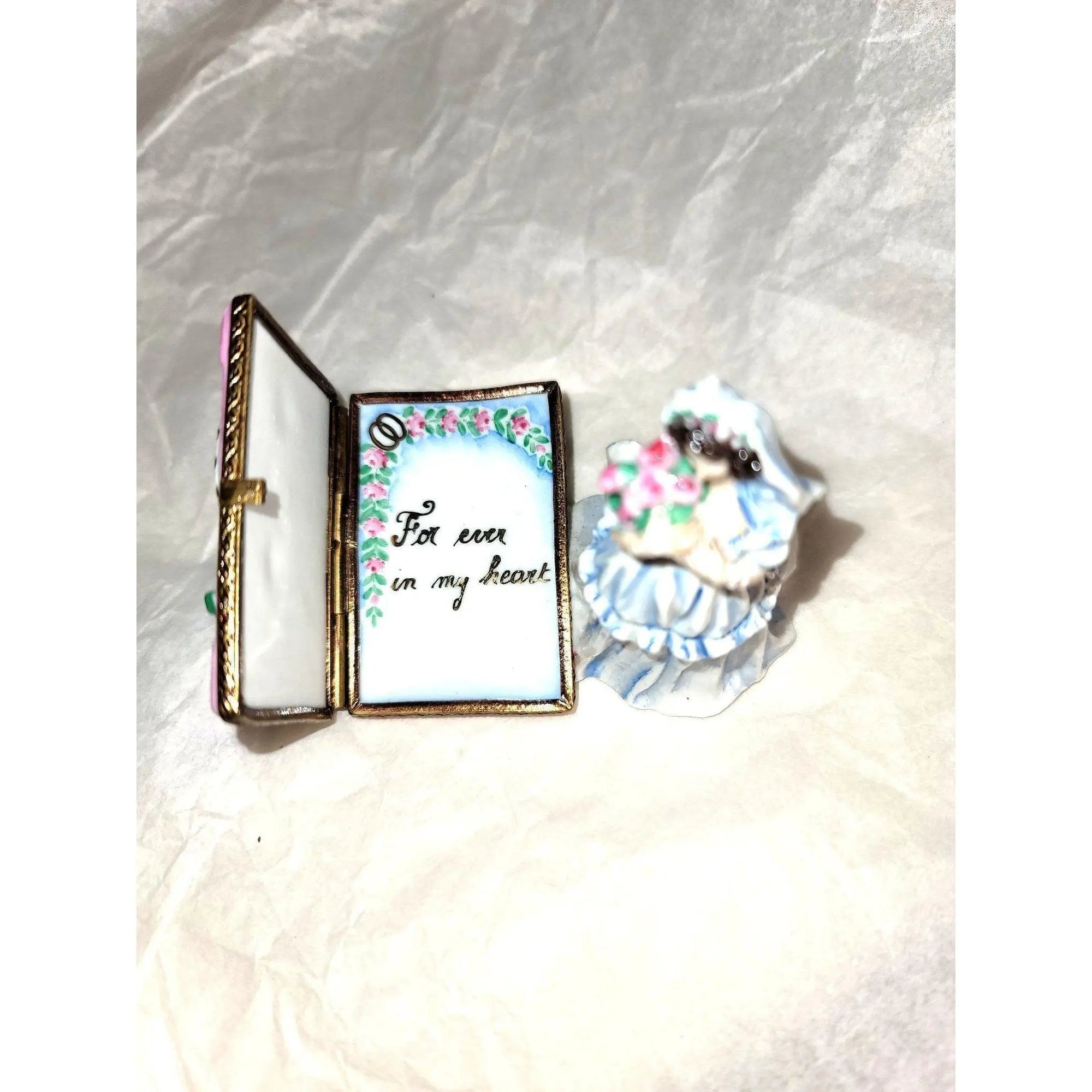 Bride with Book Wedding Treasure Porcelain Limoges Wedding French Trinket Box