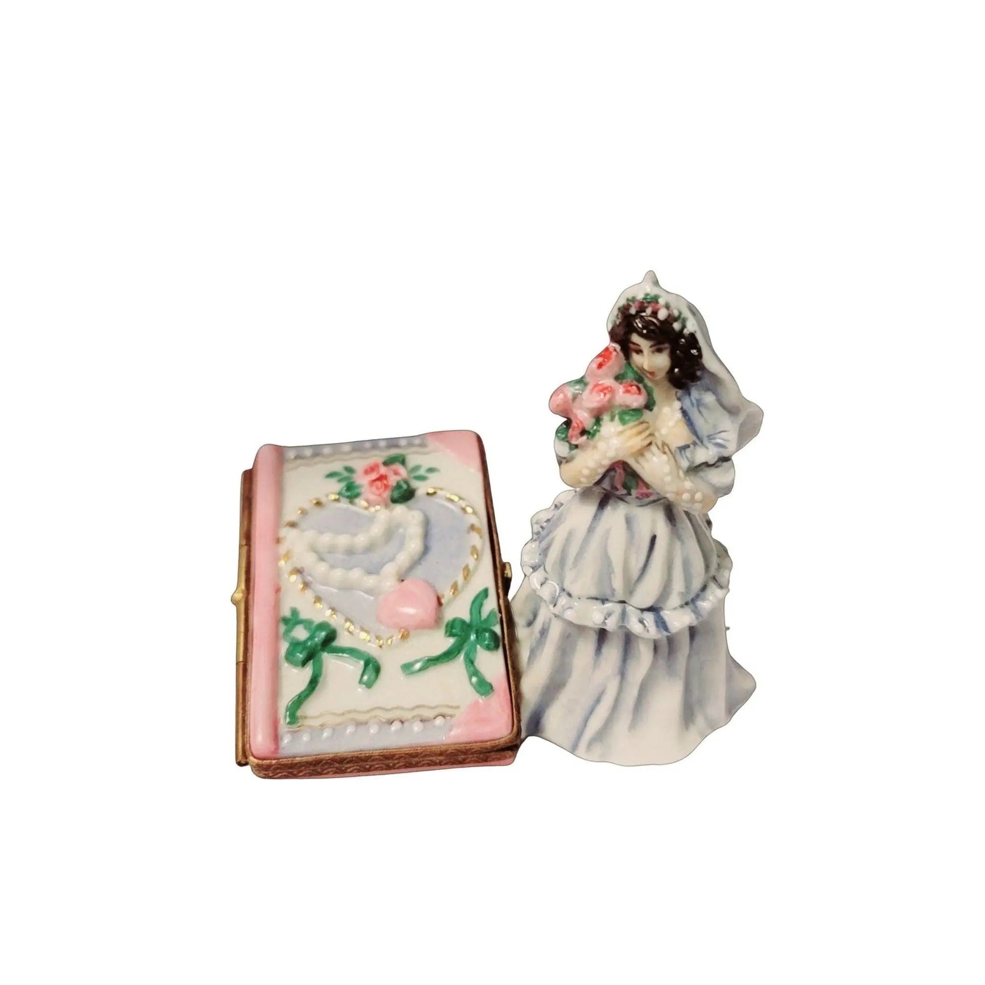 Bride with Book Wedding Treasure Porcelain Limoges Wedding French Trinket Box