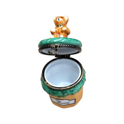 Brown Bear Honey Jar Figurine Porcelain Limoges fruit bear French Trinket Box