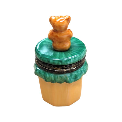 Brown Bear Honey Jar Figurine Porcelain Limoges fruit bear French Trinket Box