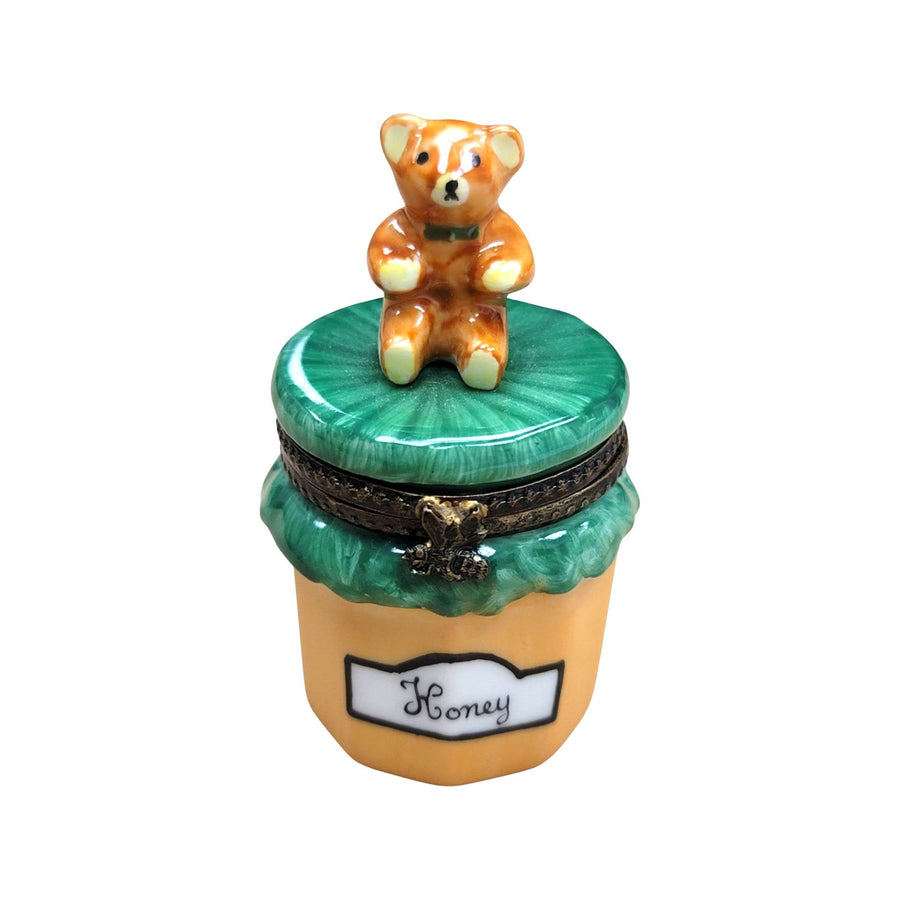 Brown Bear Honey Jar Figurine Porcelain Limoges fruit bear French Trinket Box