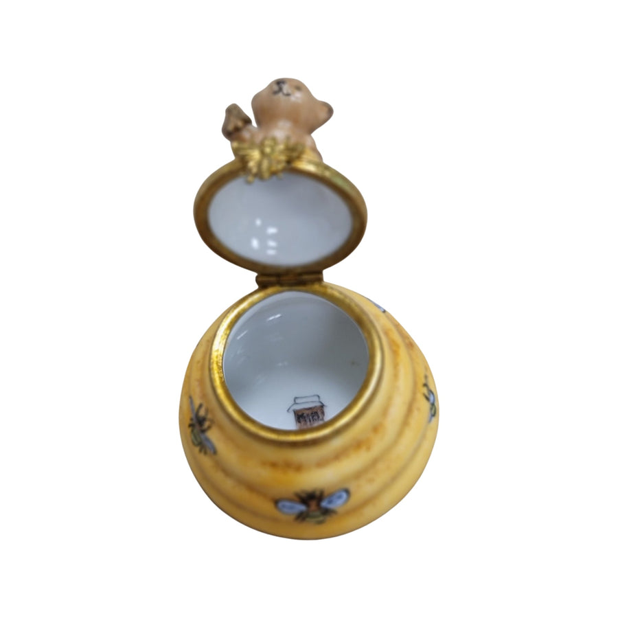 Brown Bear Honey Hive Treasure Porcelain Limoges bear limoges boxes French Trinket Box