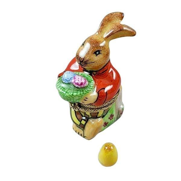 Brown Easter Rabbit with Removable Egg limoges box Porcelain Limoges French Trinket Box
