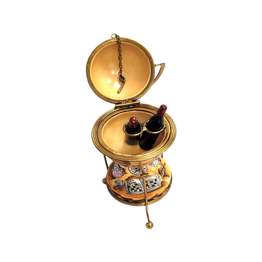 Brown Globe Bar Limoges Box Porcelain Limoges WINE LIMOGES BOXES wine travel French Trinket Box