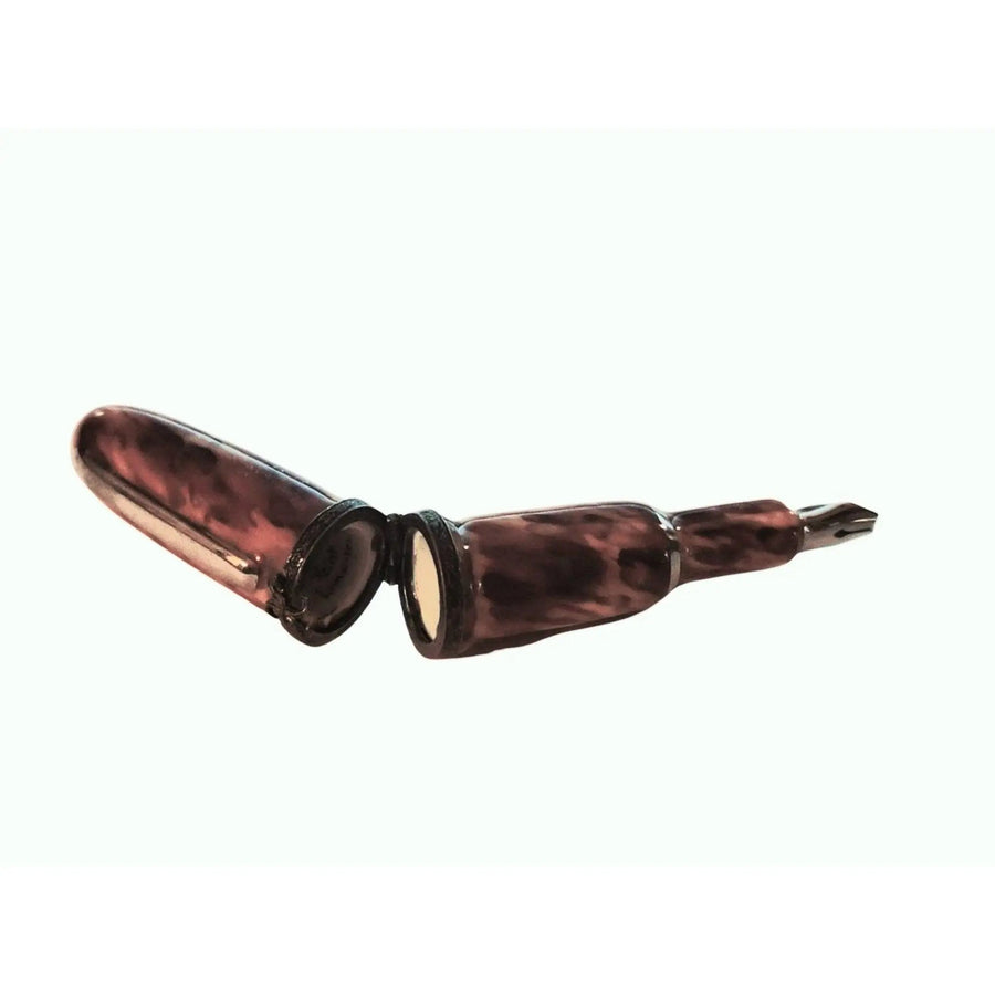 Brown Porcelain Fountain Pen Porcelain Limoges French Trinket Box