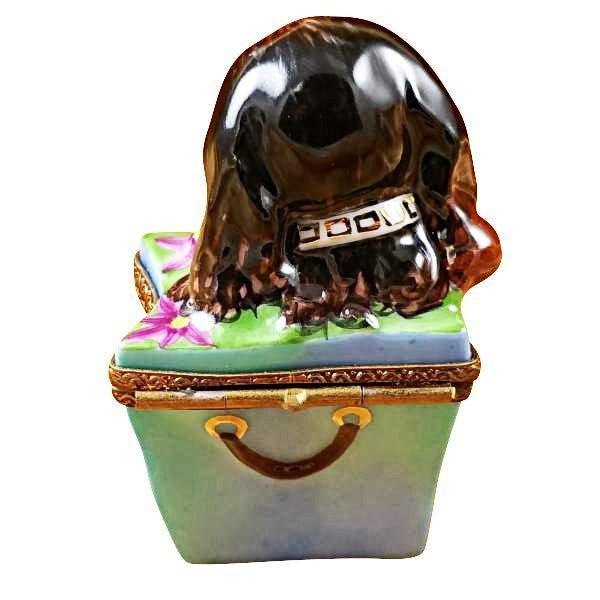 Brown Spaniel Dog in Package limoges box Porcelain Limoges French Trinket Box