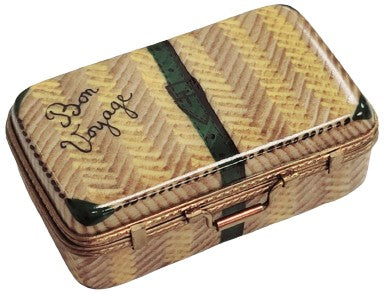 Brown Suitcase Limoges Box Porcelain Limoges travel French Trinket Box