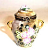 Brown Tea Urn Chest w Rosard Motiff Porcelain Limoges China French Trinket Box