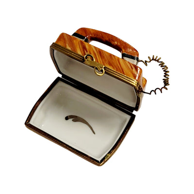 Brown Vintage Phone Figurine Porcelain Limoges home French Trinket Box