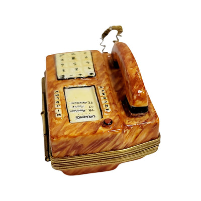 Brown Vintage Phone Figurine Porcelain Limoges home French Trinket Box