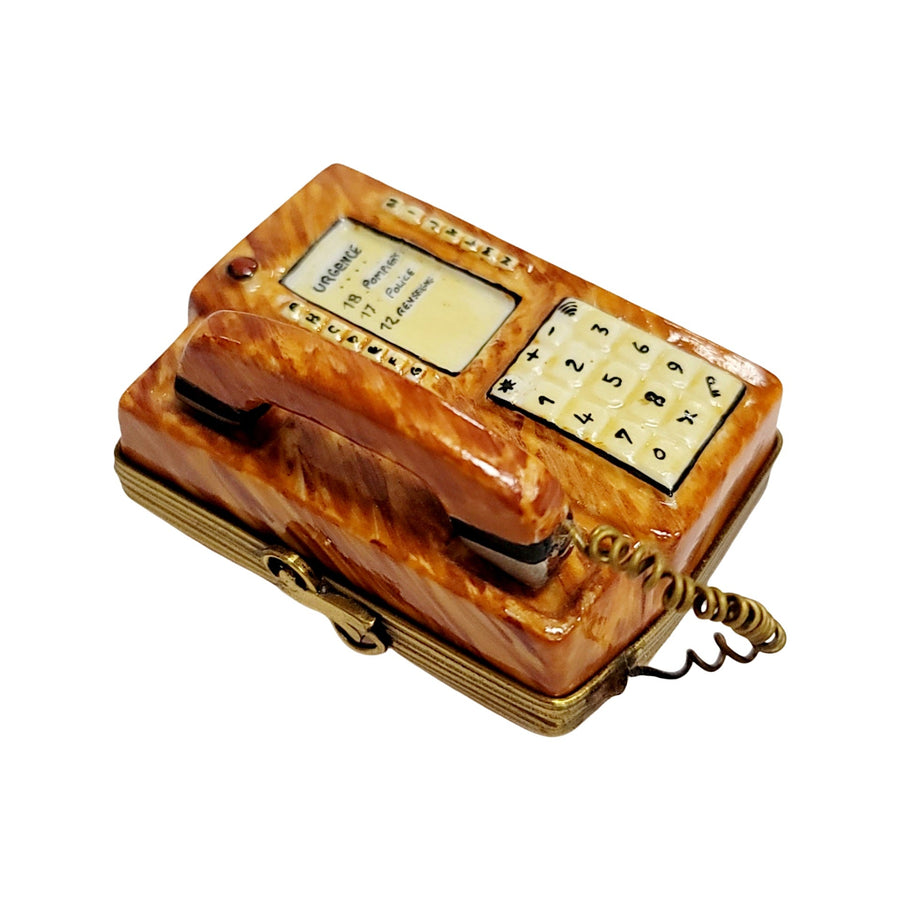 Brown Vintage Phone Figurine Porcelain Limoges home French Trinket Box