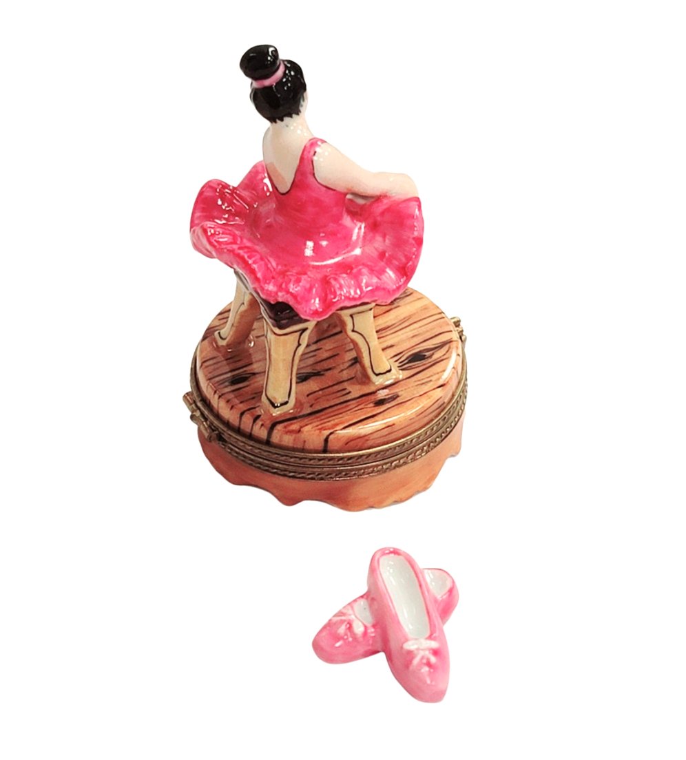 Brunette Ballerina Elegance Box Porcelain Limoges art dance French Trinket Box