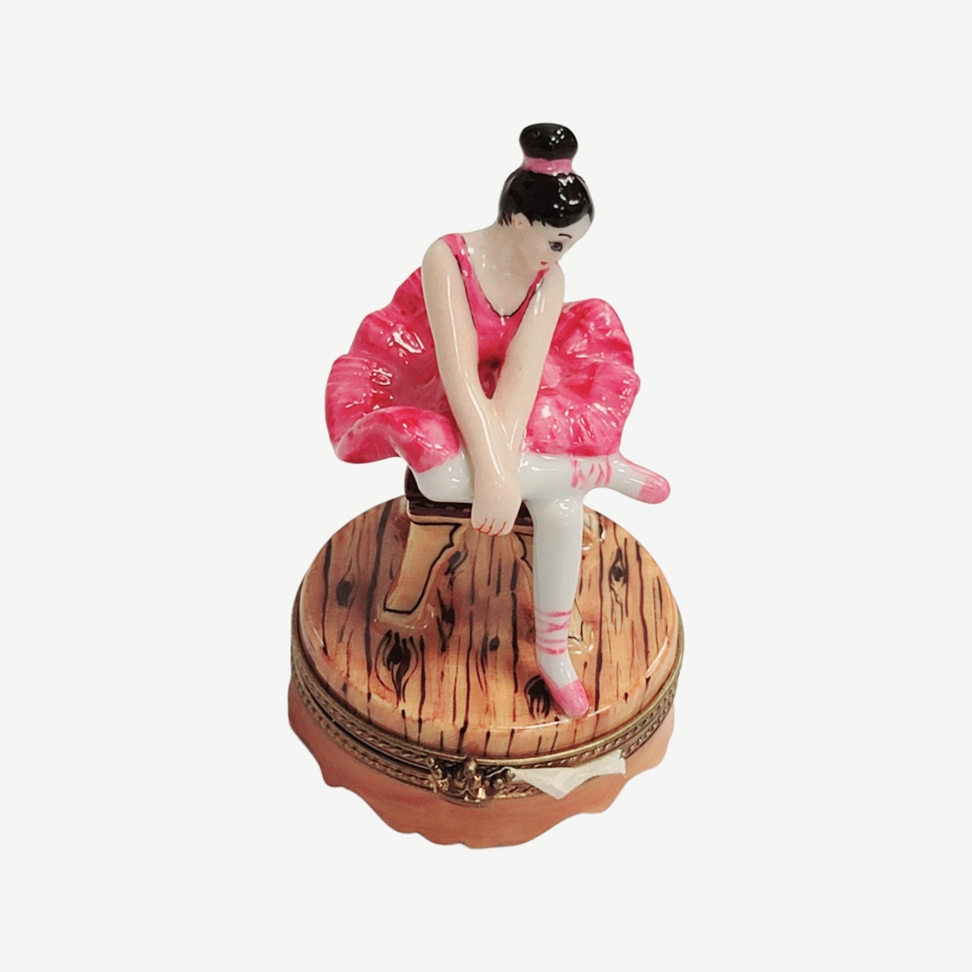 Brunette Ballerina Elegance Box Porcelain Limoges art dance French Trinket Box