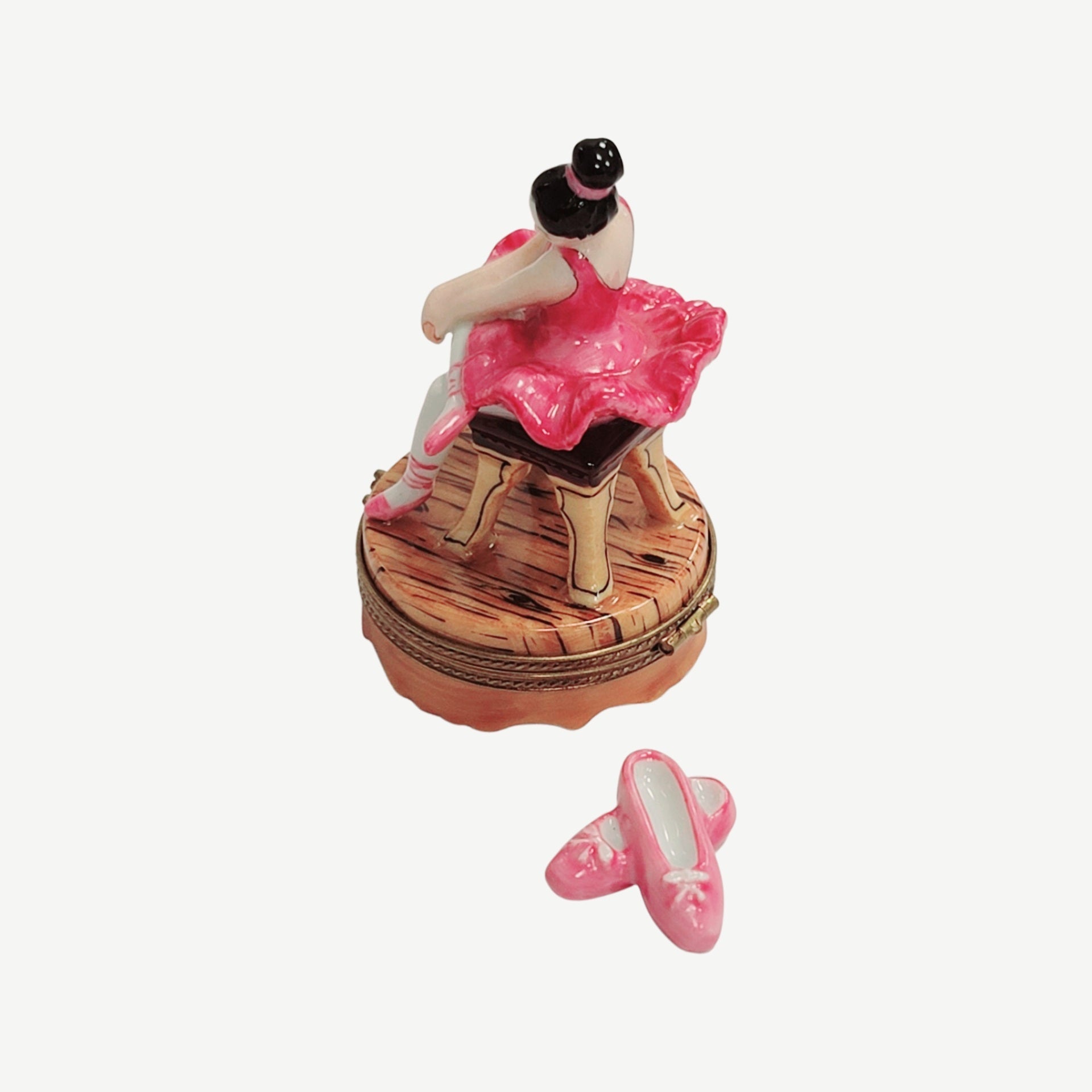 Brunette Ballerina Elegance Box Porcelain Limoges art dance French Trinket Box