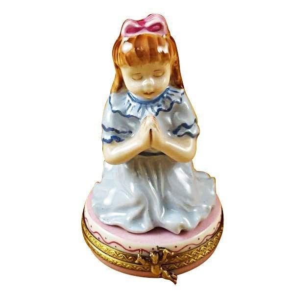 Brunette Girl Praying limoges box Porcelain Limoges French Trinket Box