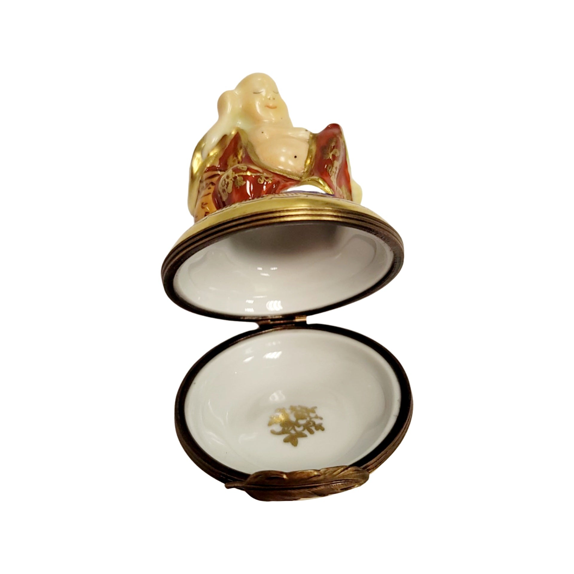 Buddha in Red Robe Limoges Box Porcelain Limoges religious spiritual travel myth French Trinket Box