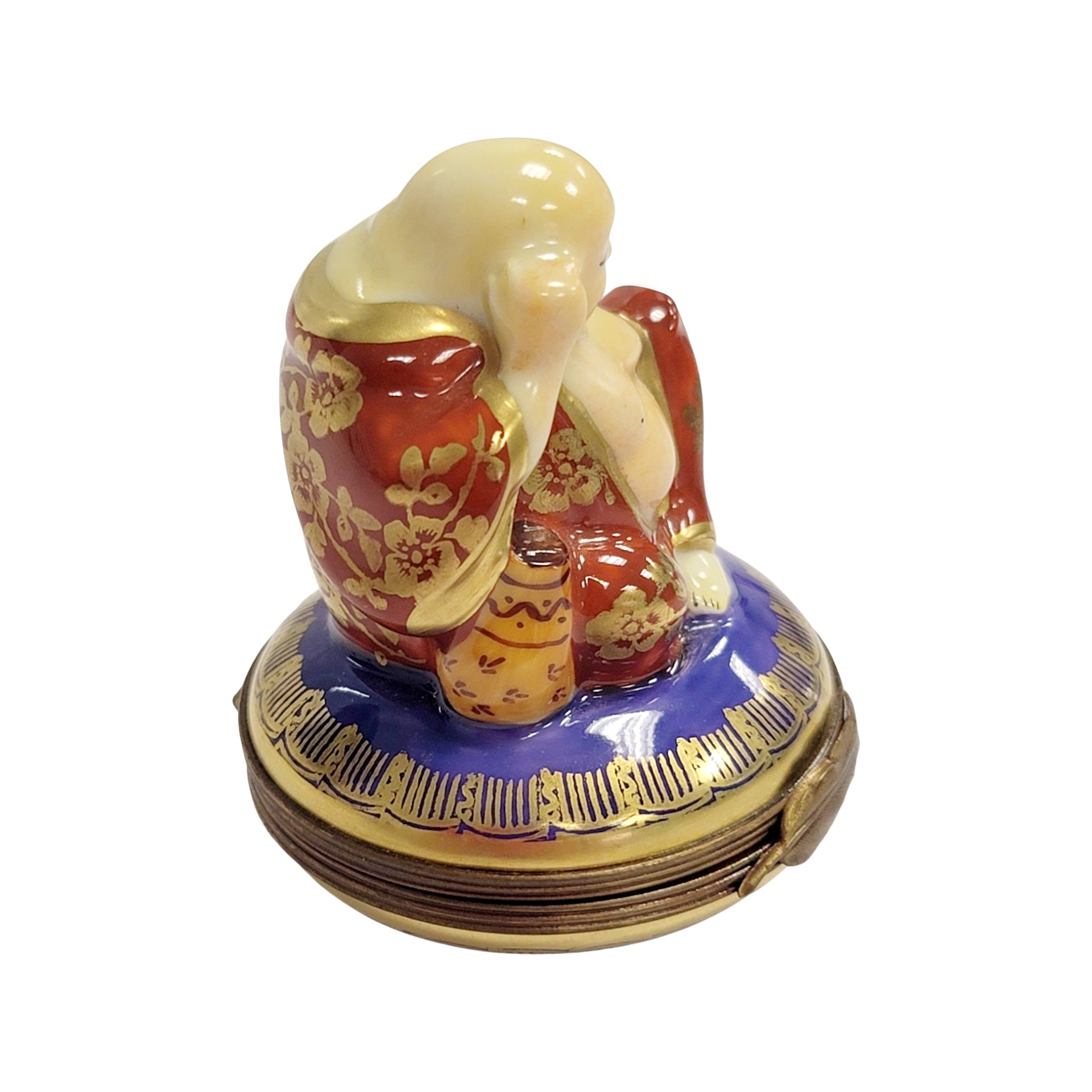 Buddha in Red Robe Limoges Box Porcelain Limoges religious spiritual travel myth French Trinket Box