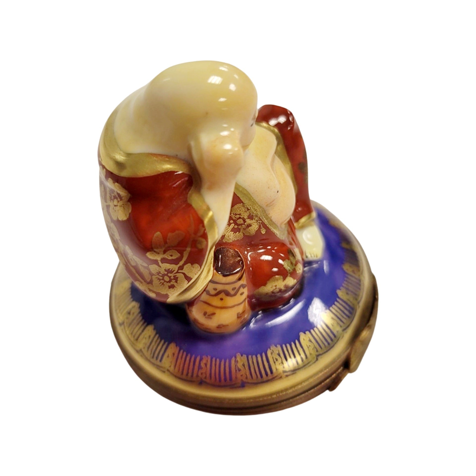 Buddha in Red Robe Limoges Box Porcelain Limoges religious spiritual travel myth French Trinket Box