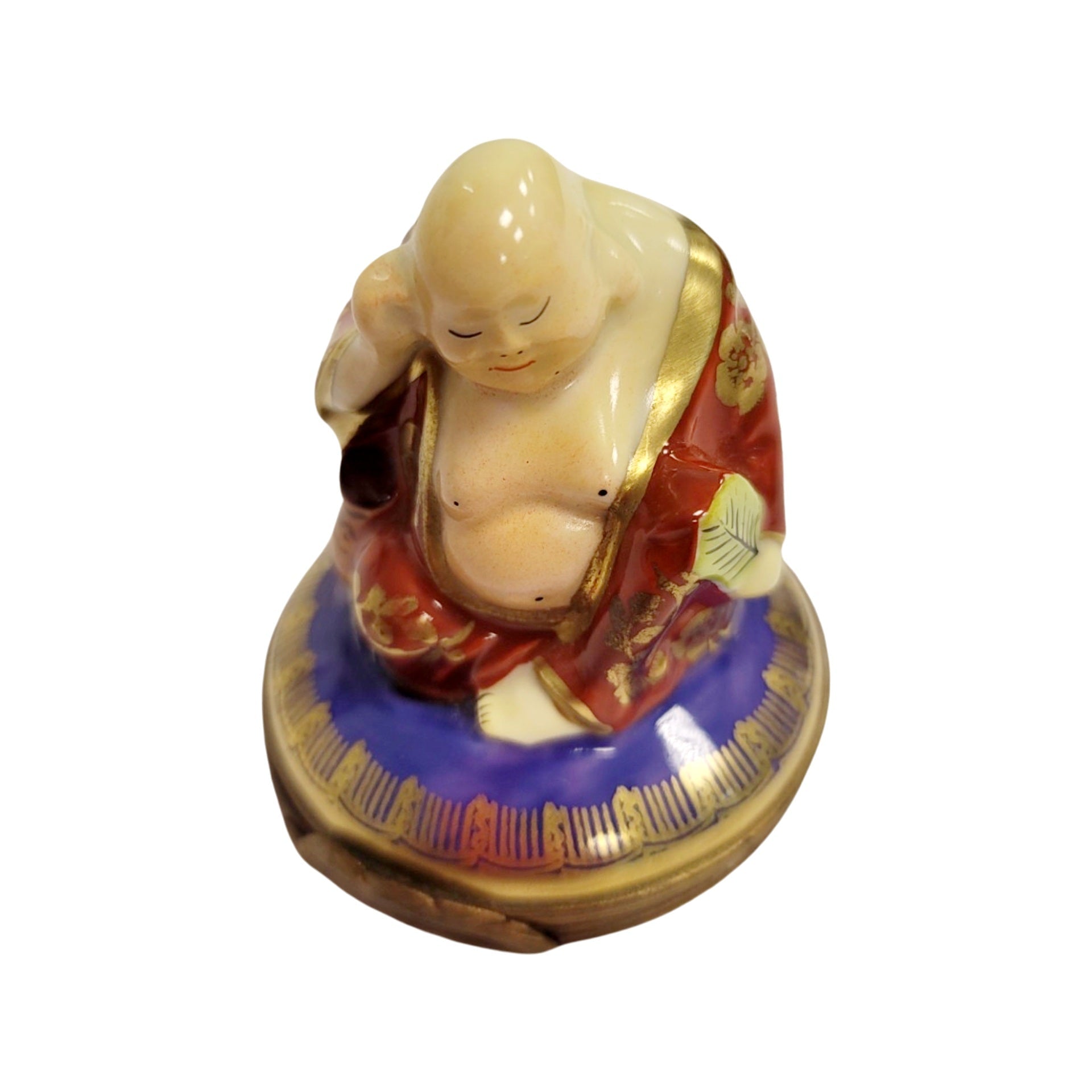Buddha in Red Robe Limoges Box Porcelain Limoges religious spiritual travel myth French Trinket Box