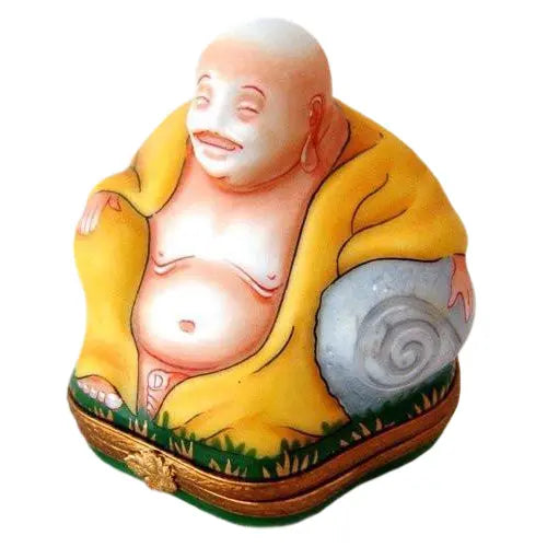 Buddha Spiritual Yellow Robe Porcelain Limoges religious spiritual travel myth French Trinket Box