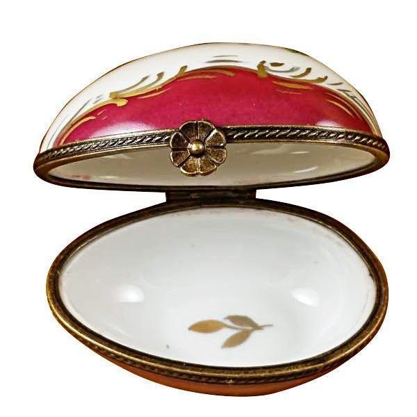 Burgundy Egg with Flowers limoges box Porcelain Limoges French Trinket Box