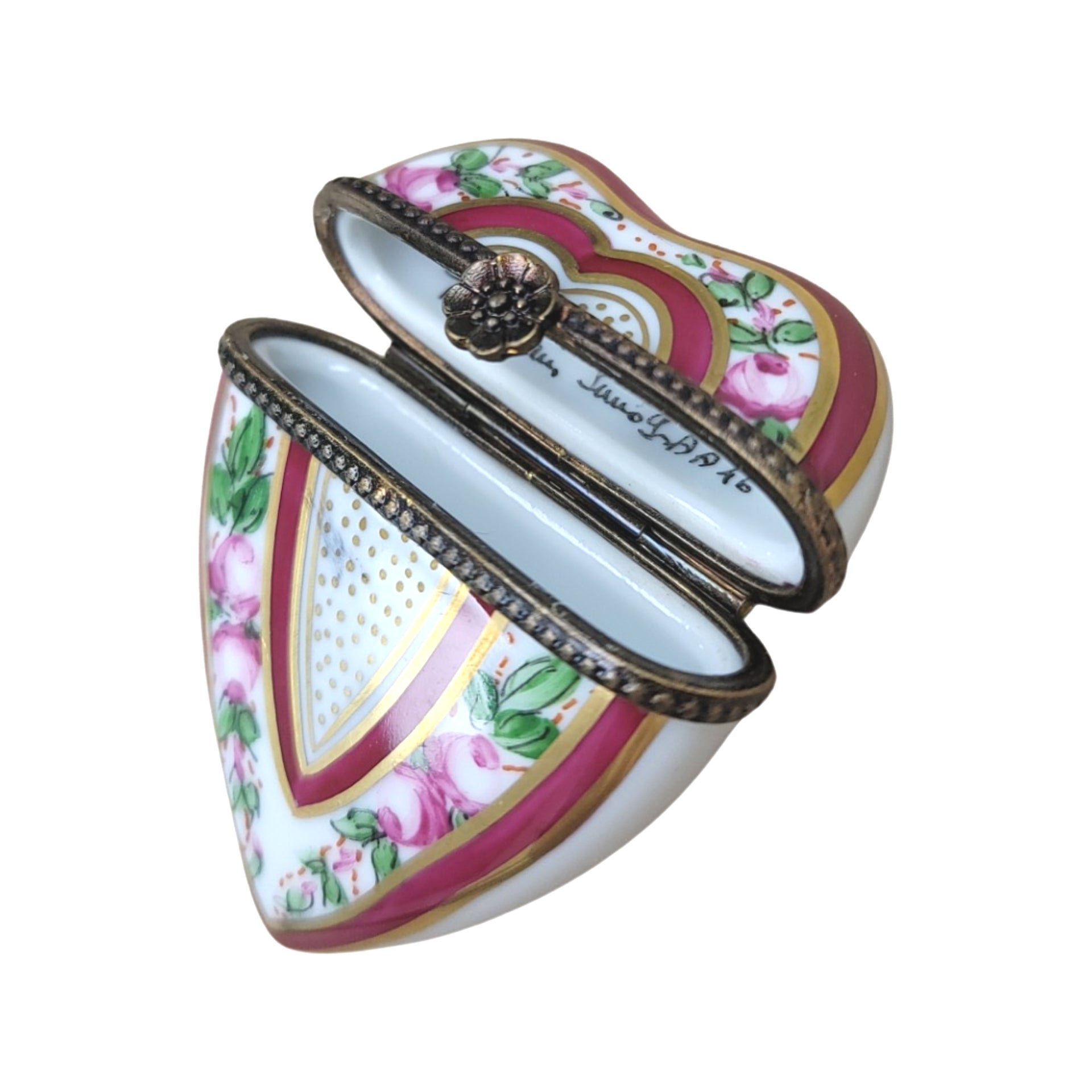 Burgundy Heart Porcelain Treasure Porcelain Limoges hearts LIMOGES BOXES French Trinket Box