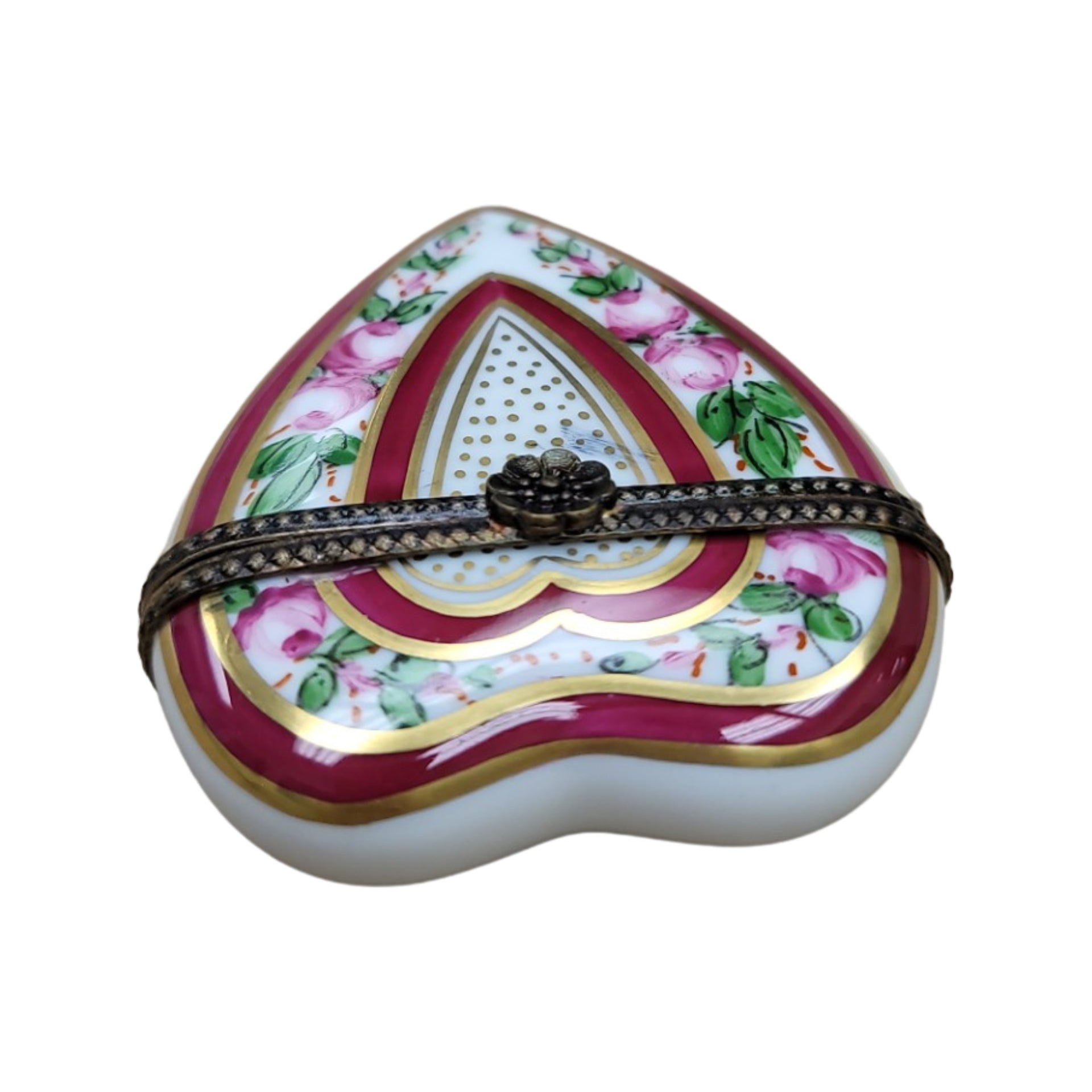 Burgundy Heart Porcelain Treasure Porcelain Limoges hearts LIMOGES BOXES French Trinket Box