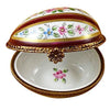 Burgundy Striped Egg limoges box Porcelain Limoges French Trinket Box
