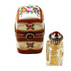 Burgundy Tall with Flowers & Bottle limoges box Porcelain Limoges French Trinket Box