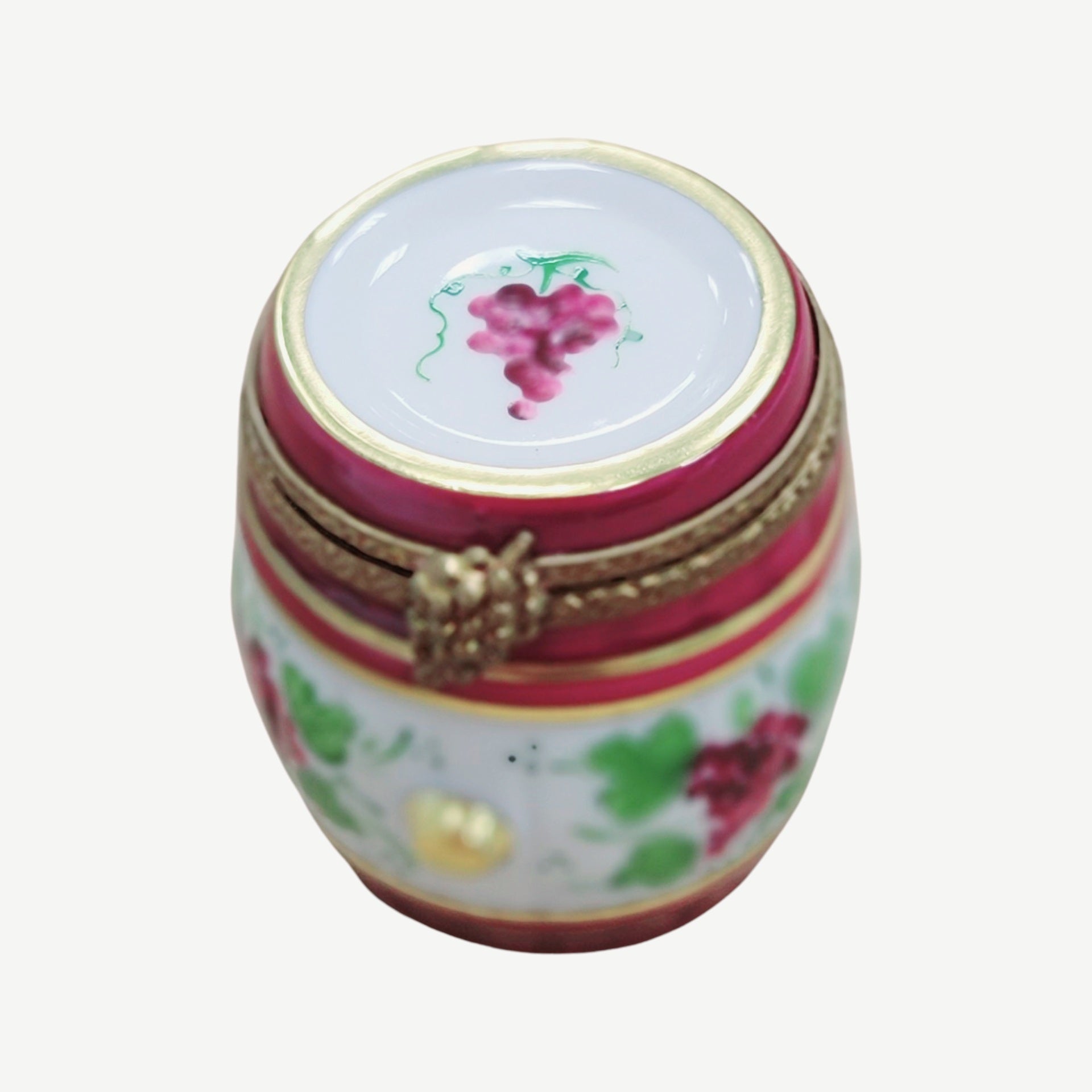 Burgundy Wine Barrel Limoges Box Porcelain Limoges fruit Vegetables French Trinket Box