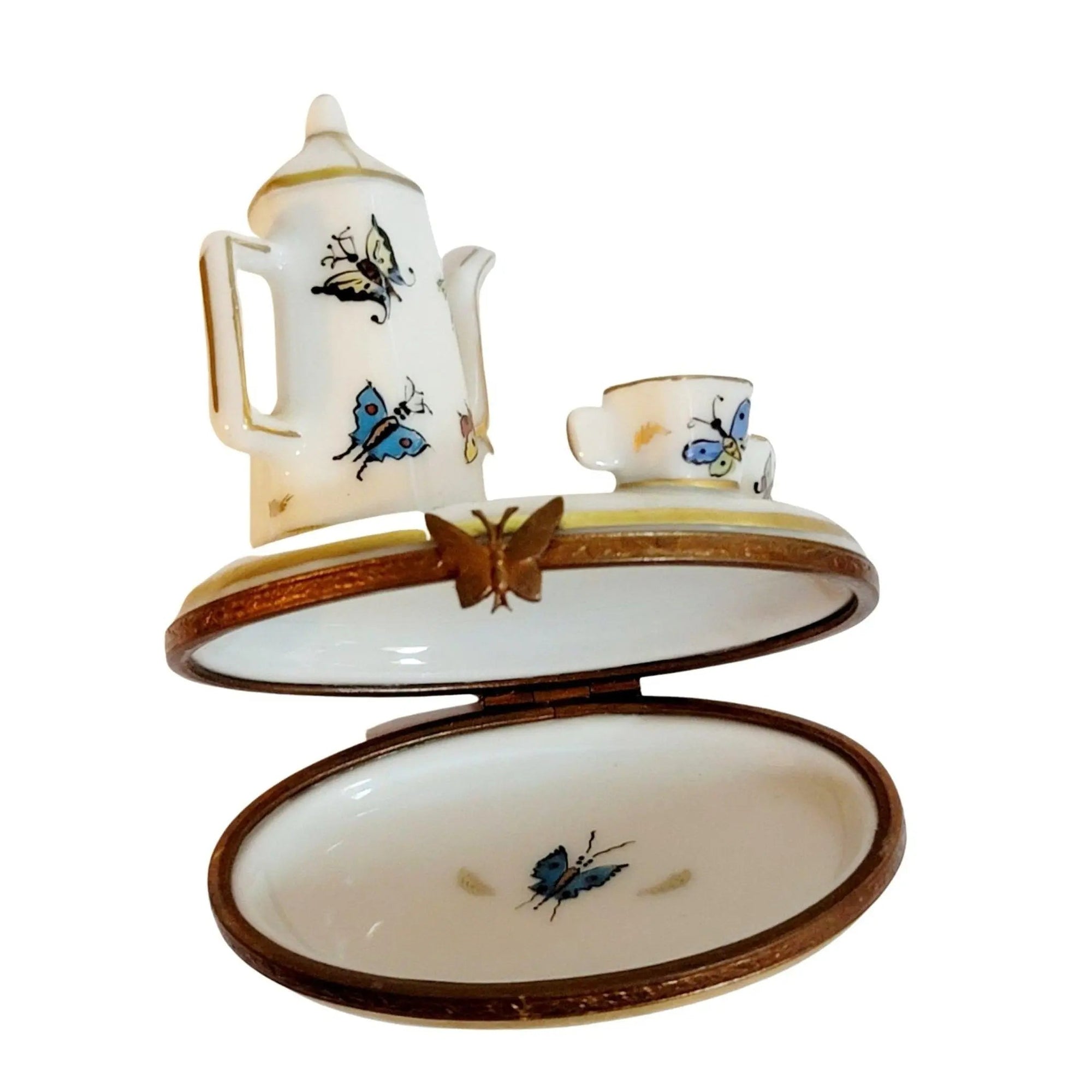 Butterfly Elegance Tea Set Porcelain Limoges China French Trinket Box
