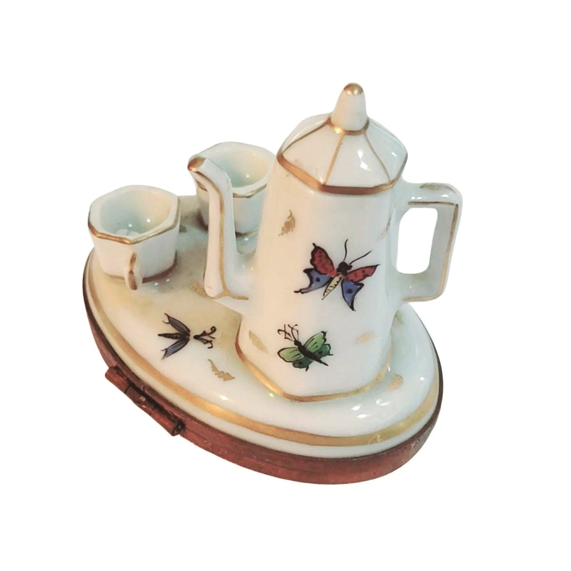 Butterfly Elegance Tea Set Porcelain Limoges China French Trinket Box