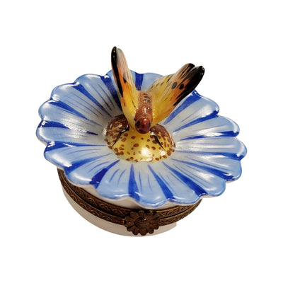 Butterfly Perched on Flower Porcelain Limoges Butterfly French Trinket Box