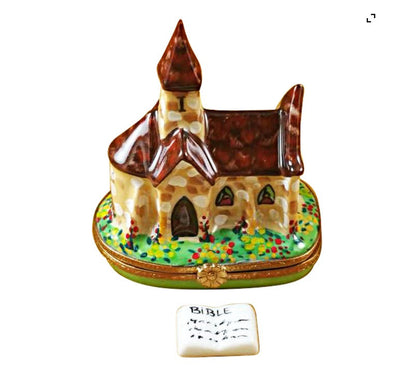 CHURCH WITH BROWN ROOF & REMOVABLE BIBLE