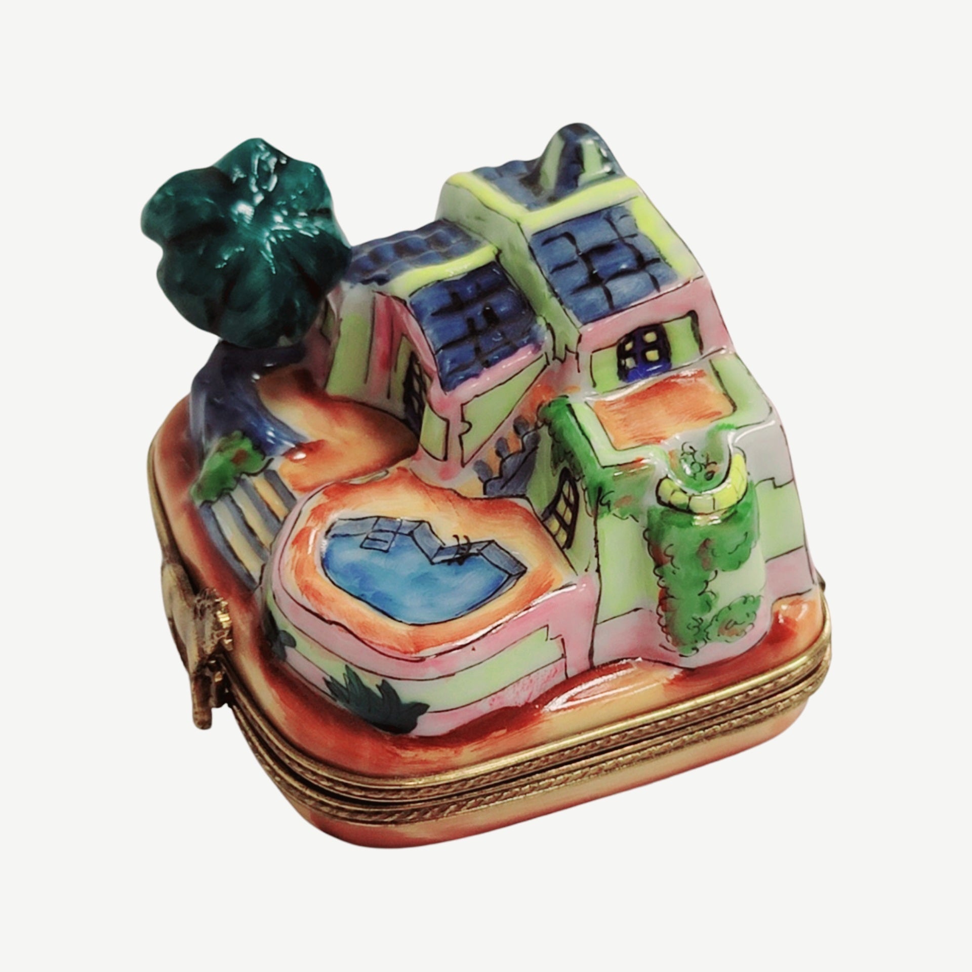 California Villa Pool Limoges Box Porcelain Limoges furniture home LIMOGES BOXES beach French Trinket Box