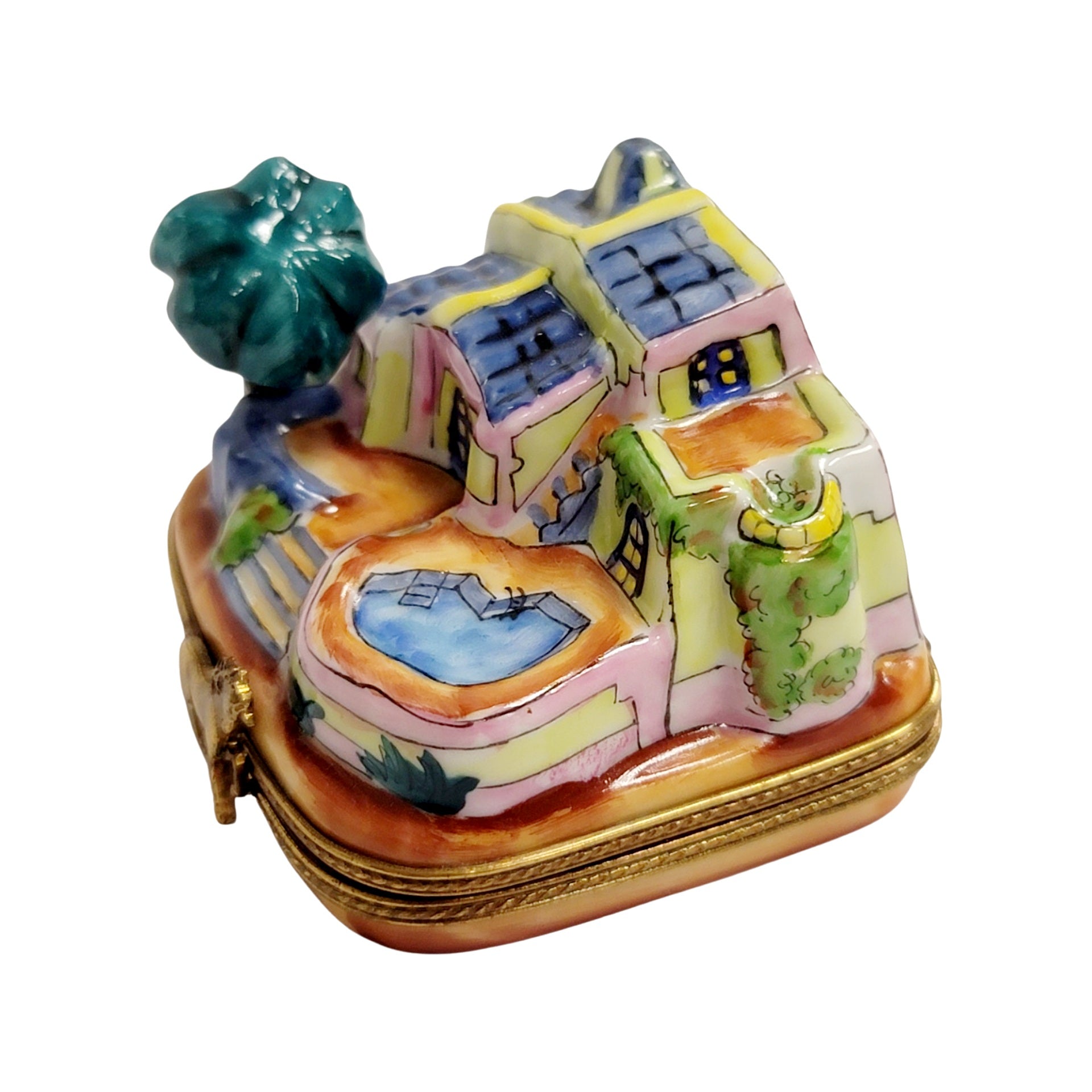 California Villa Pool Limoges Box Porcelain Limoges furniture home LIMOGES BOXES beach French Trinket Box